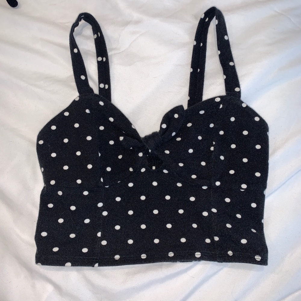 black polka dot crop top